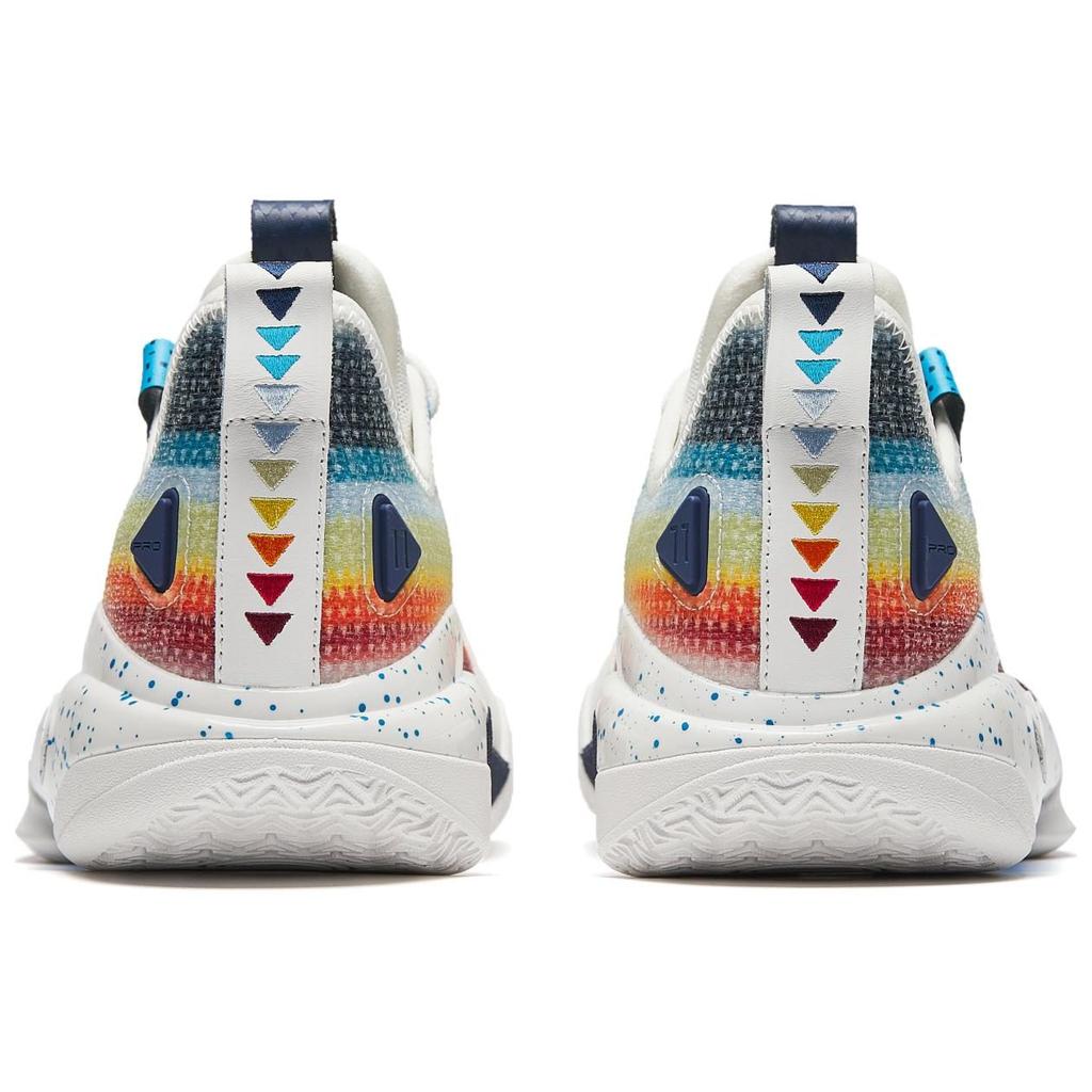 Anta Scarpe da Basket Basse Shock Wave 5 Pro Ammortizzate Resistenti all'Usura Uomo Bianco Blu Rosso 112421111S-4