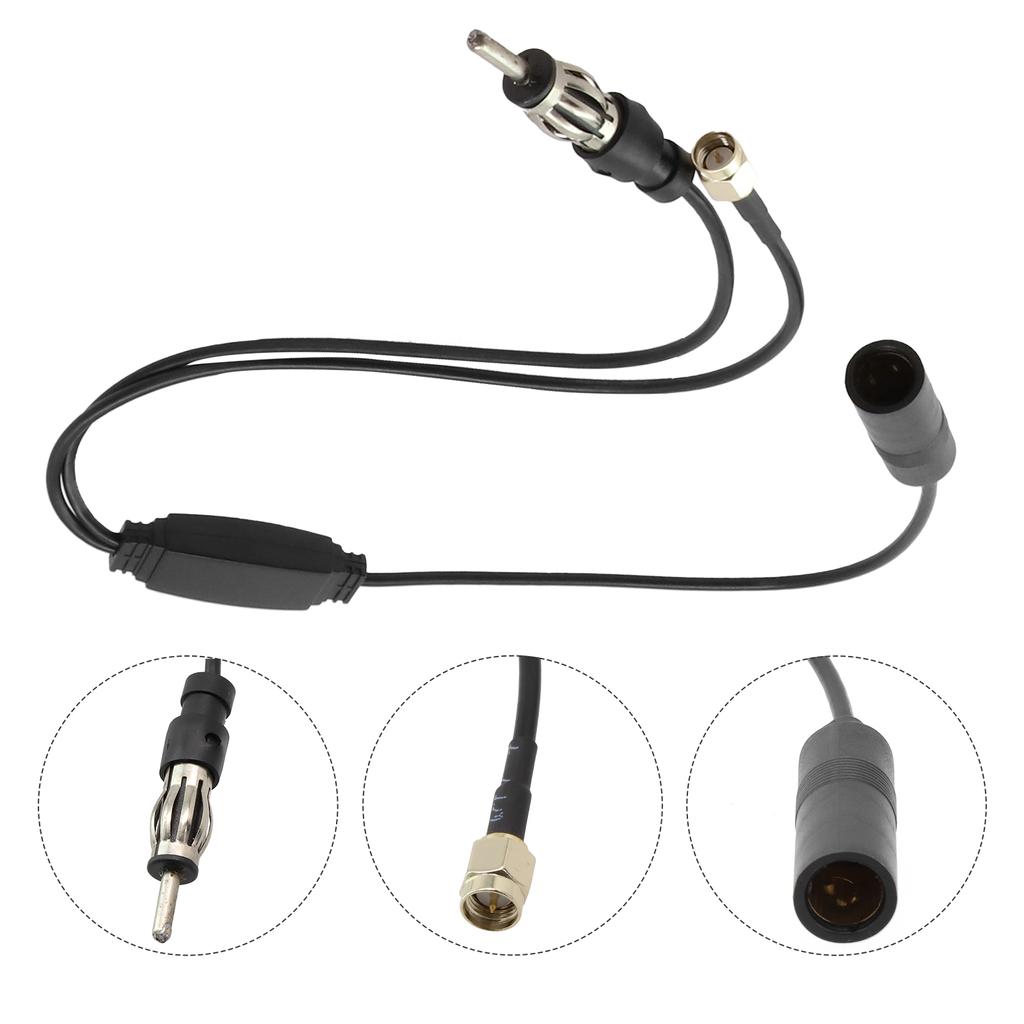 FM/AM DAB Radio Active Antenna Car Aerial Splitter Adapter Cable SMA Converter Radio Signal Amplifiers Antennas Signal Booster