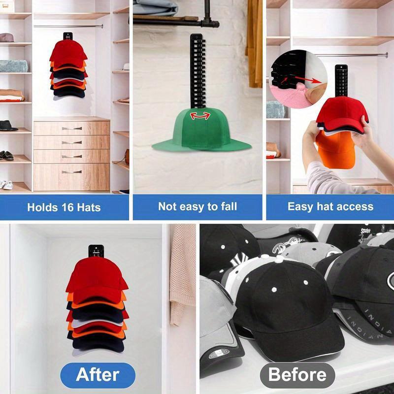 16 Grids Wall Mounted Cap Rack Hat Holder Baseball Cap Towel Rack Holder Closet Hanger Storage Organizer Accessories Space Savin