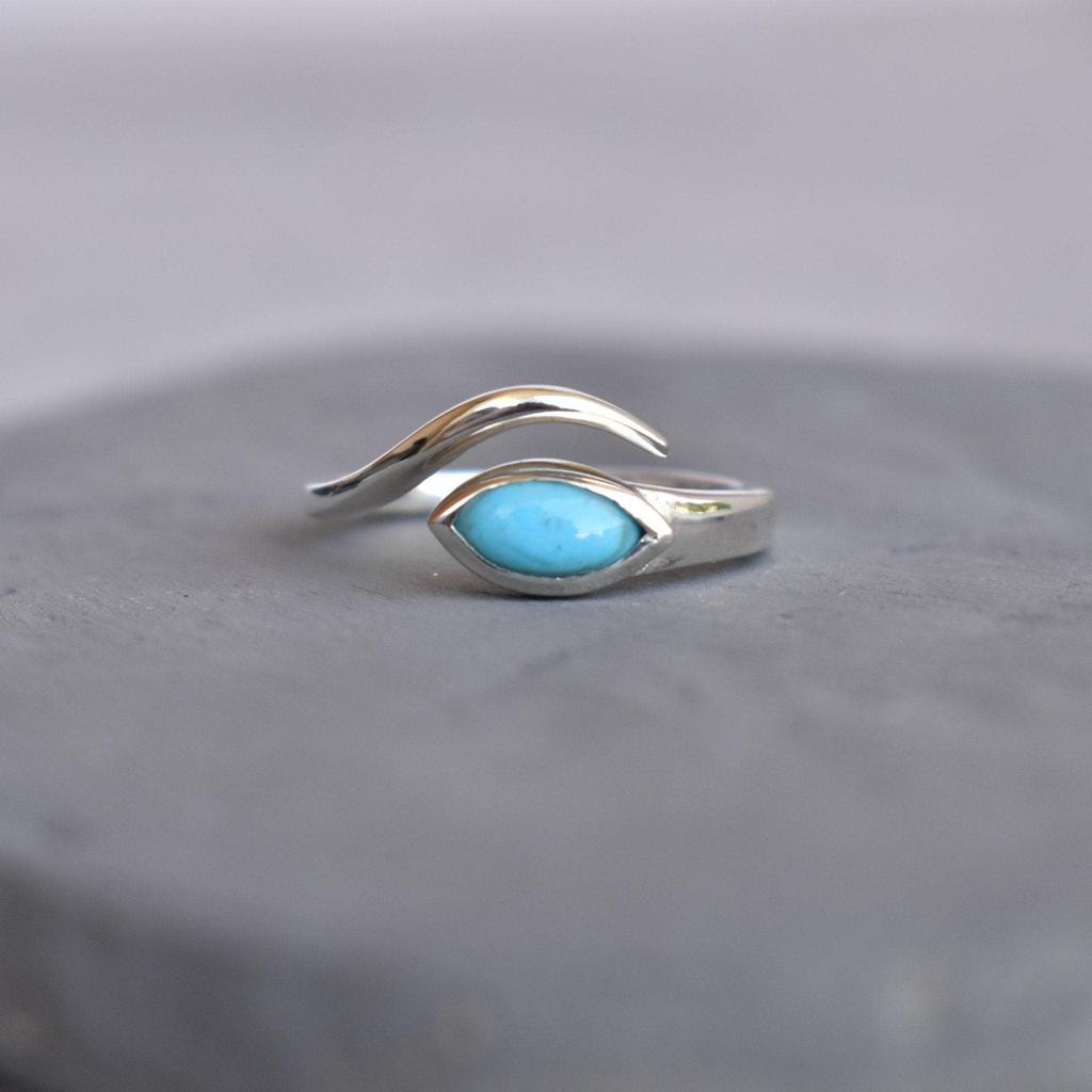 Genuine Turquoise ring , Turquoise stylish ring , Sterling silver fashion ring , Handmade crystal ring , new beginning blue stone ring