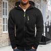 Menn Høst Vinter Hettegenser Løs Glidelås Langermet Glidelåslommer Hette Cardigan Tynn Ren farge Daglig slitasje Fritidsfrakk