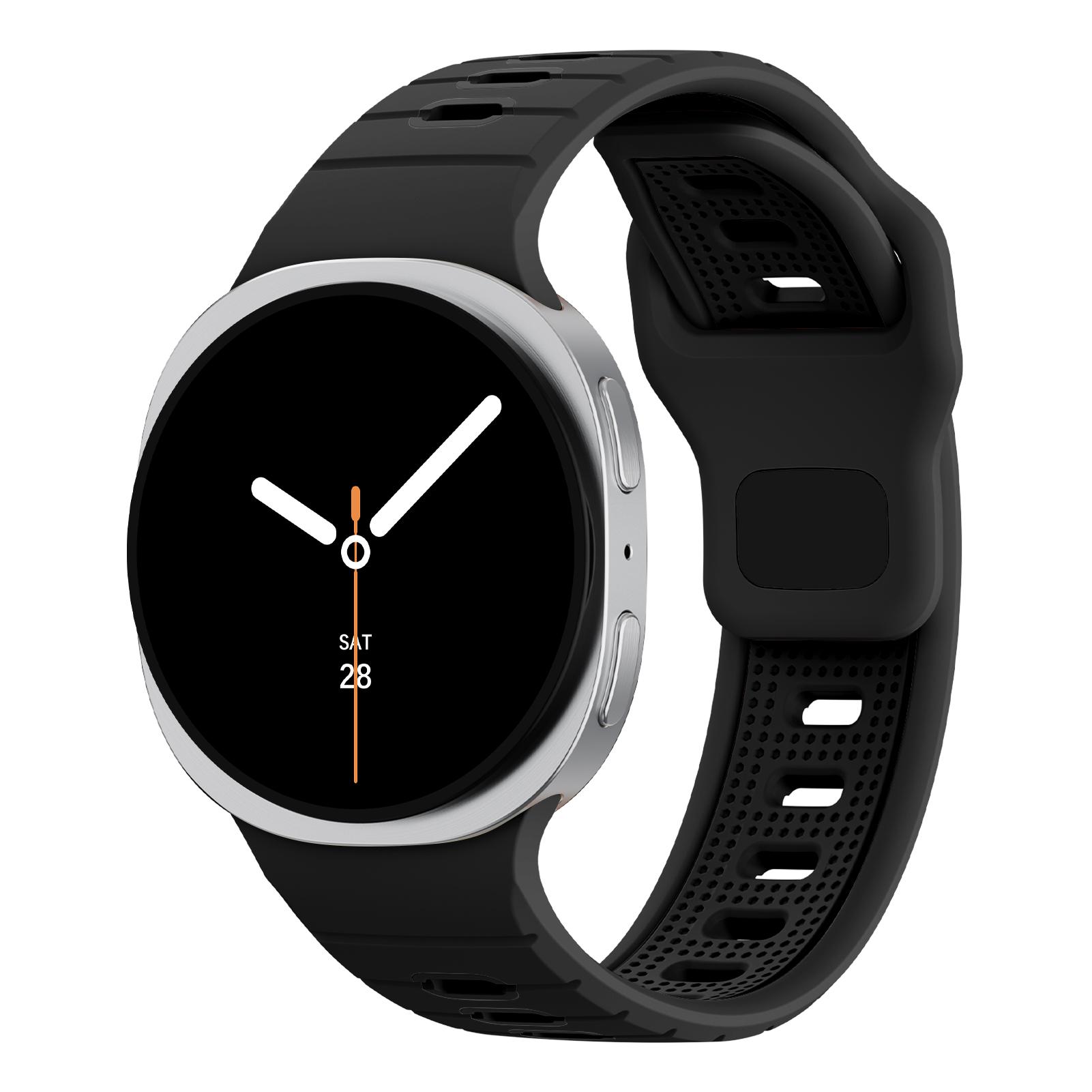 

Sport Strap For Samsung Galaxy Watch 8 44mm 40mm Two-tone Silicone Wrist Belt Correa Bracelet Galaxy Watch 8 classic 46mm Band Galaxy watch 8 40mm чёрный