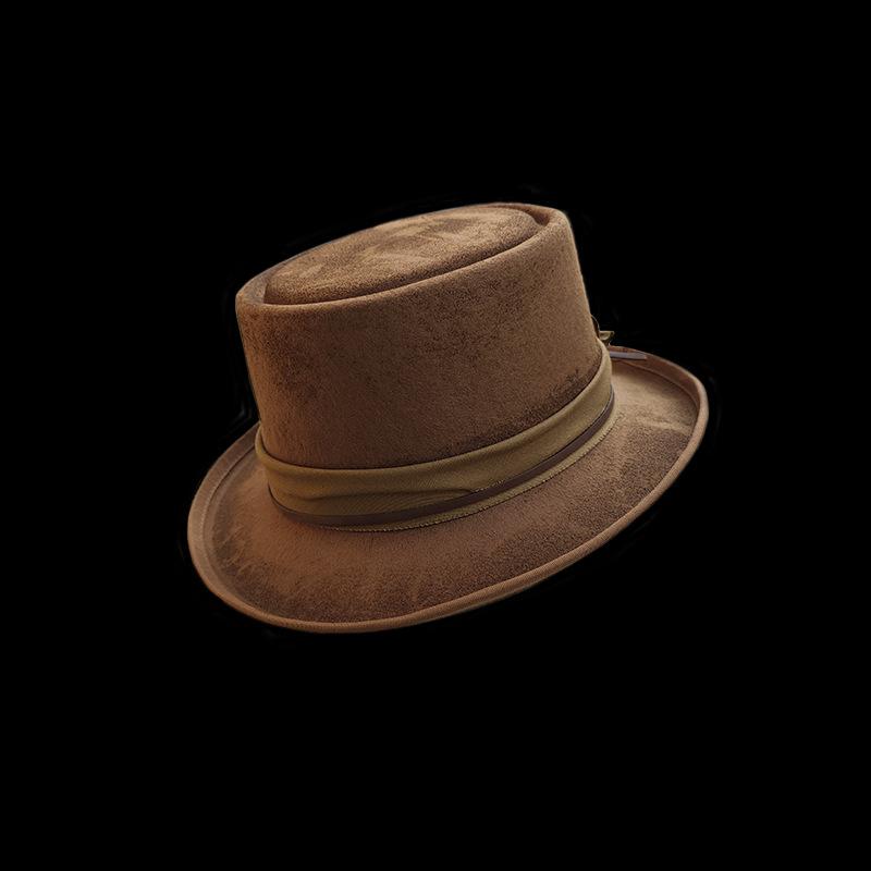 Cowboy Wind Sheep Felt Hat, Solid Color With Decorative Felt Hat