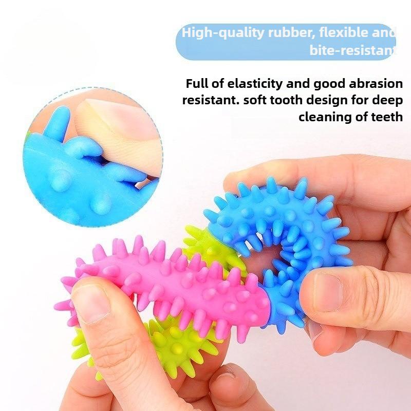 Puppy Dental Teeth Healthy Chew Biting Toy Multicolor Non-toxic Circle Rubber Pet Dog Ring Play Small Dog Bite Resistant 5pcs