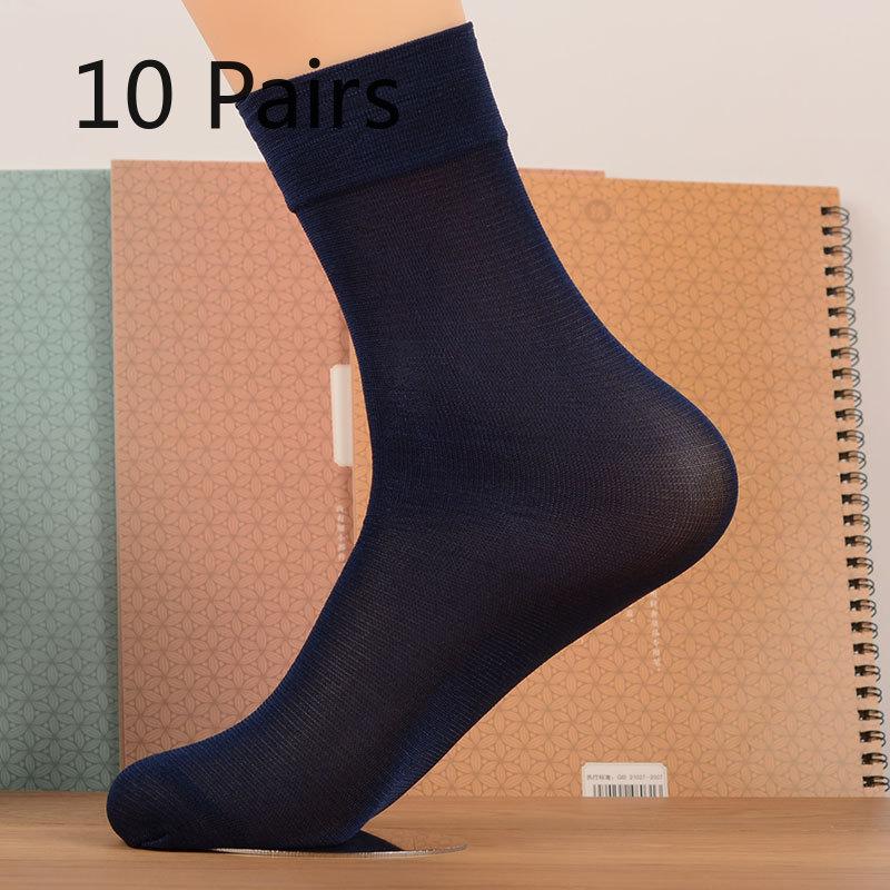

10 пар мужских носков средней длины для мужчин среднего и пожилого возраста с пяткой, тонкие, дышащие и без запаха, средней длины для пожилых людей летом 10 pairs темно-синий