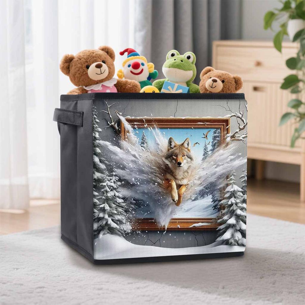 A Wolf Breaking Through The Wall 5D Diamond Painting Storage Basket Full Round Drill Mosaic Diamond Embroidery Cross Stitch Kits Home Decor Home Decor