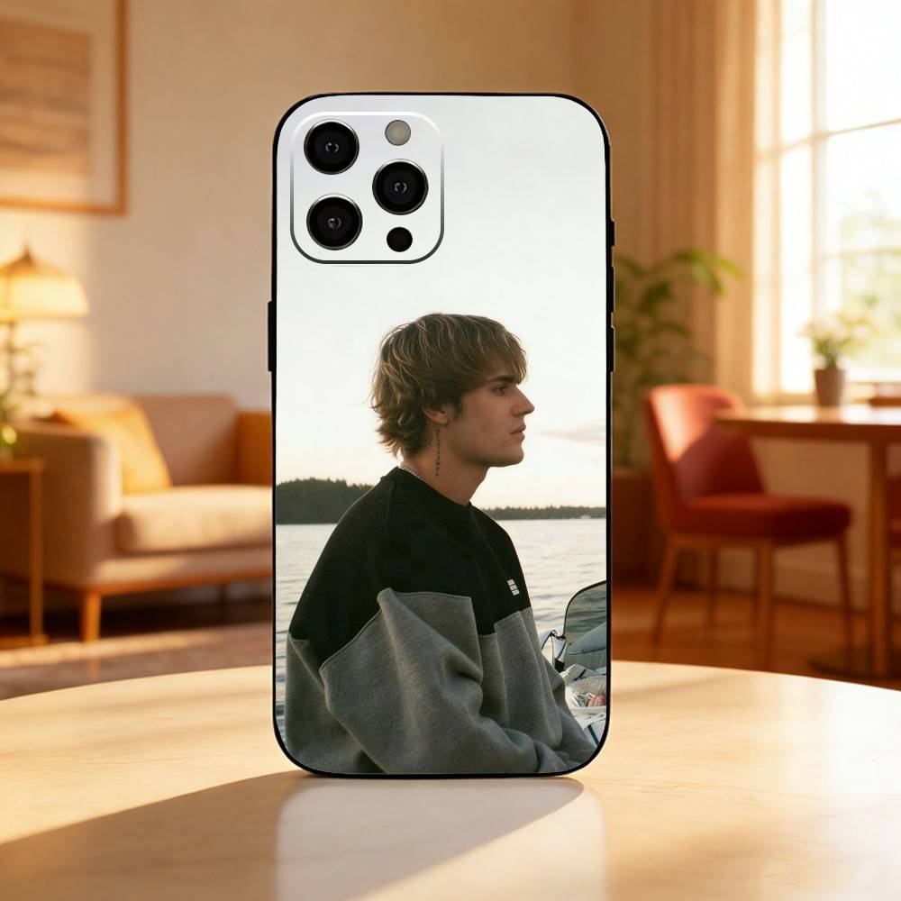 Justin B-Bieber Phone Case For iPhone17,16,15,14,13,12 Plus,Max Soft Silicone Black Cover