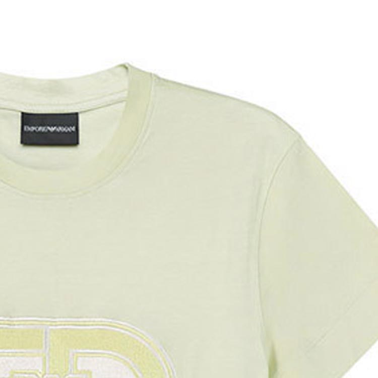 Emporio Armani Ss23 Letter Logo Embroidered Crew Neck Short Sleeve T-Shirt Men tops Light-Green 3R1TV4-1JUVZ-0594