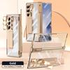 For Samsung Galaxy Z Fold 6 5 4 3 Transparent Plating PC Hinge protection Full Body Stand Pen Slot Case with Tempered Glass
