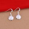 Rose Flower 925 Sterling Silver Plated Jewelry Set: Earrings, Necklace, and Bracelet in European and American Fashion.