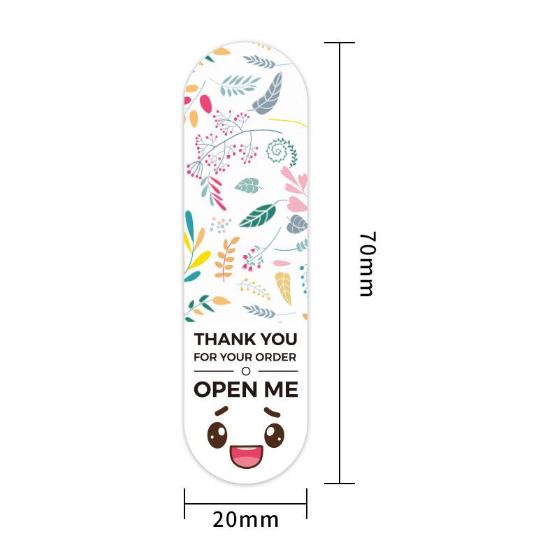 Emojis, Floral Images, Packaging Stickers, Gift Box Sealing Stickers, Rectangular, 100 Stickers, Cute Pattern Wrapping Paper