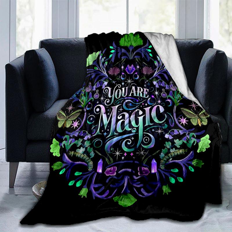 1pc Flowers and Grass You Are Magic Blanket  Seasonal Home Decorative Throw for Room,Gift Idea, Living Room, Travel, Camping, Car Blankets