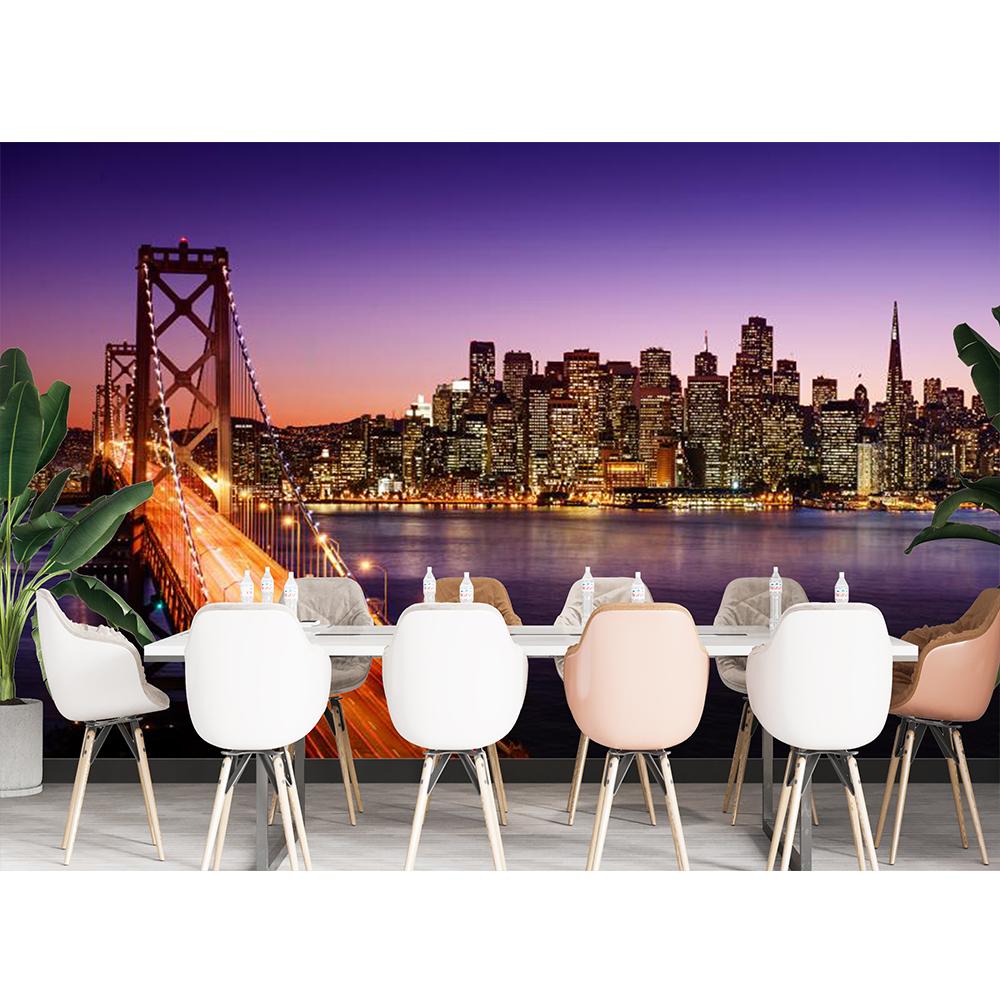 Bridge Wallpaper City Night View Mural Wall Decoration Large Wall Mural Living Room Bedroom Wallpaper