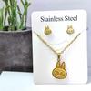 Korean-Style Sweet Cute Fabric Necklace & Titanium Steel Earrings Set