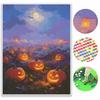 Halloween Diamond Painting Kit Handmade Diy Painting Home Decoration Painting.full Drill Glowing Pumpkin Moonlight Landscape Art