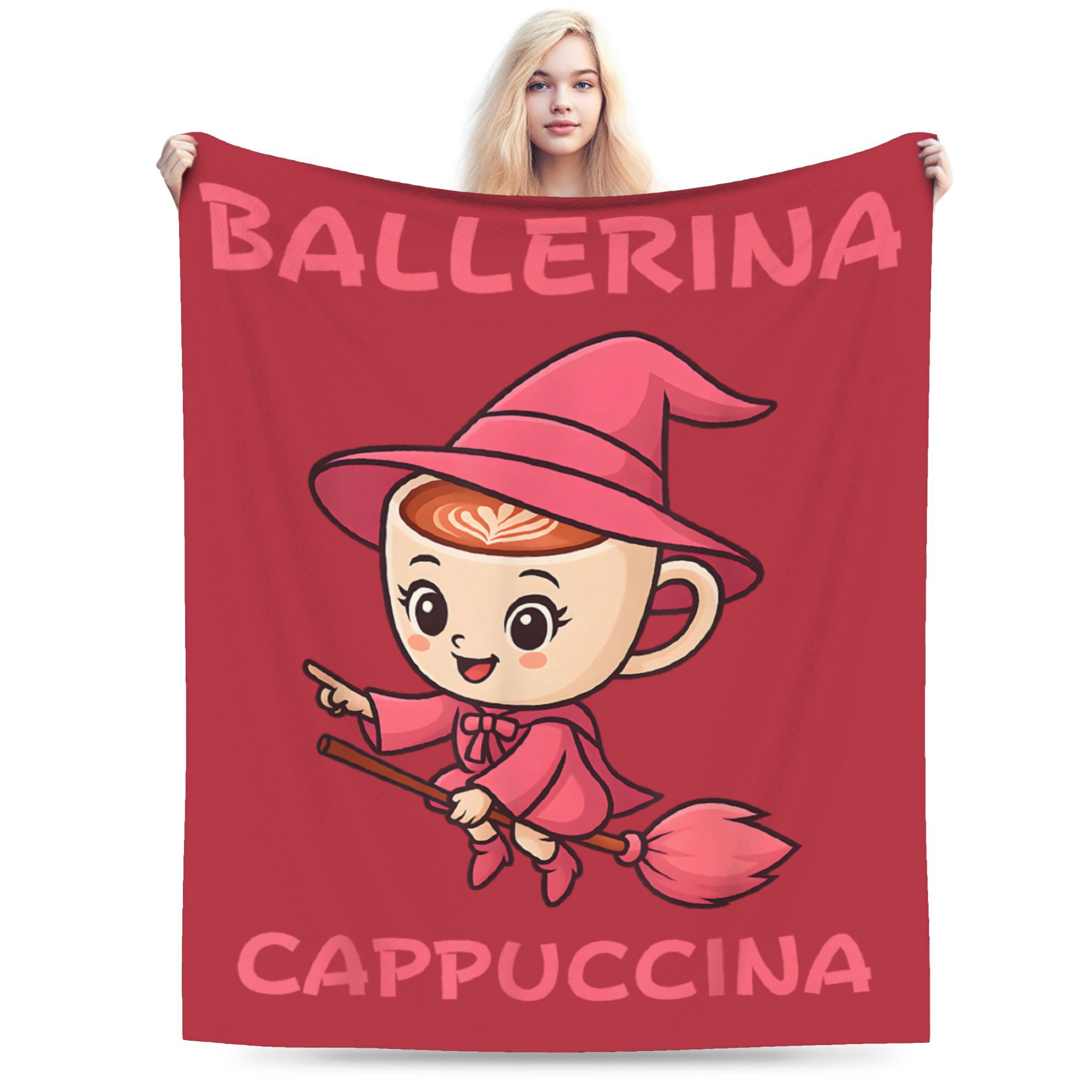 Super Soft Blanket Ballerina Cappuccino Italian Brainrot Meme Witch Throw Blanket  Flannel Bedspread For Couch Sofa Bed Cover 75X95CM