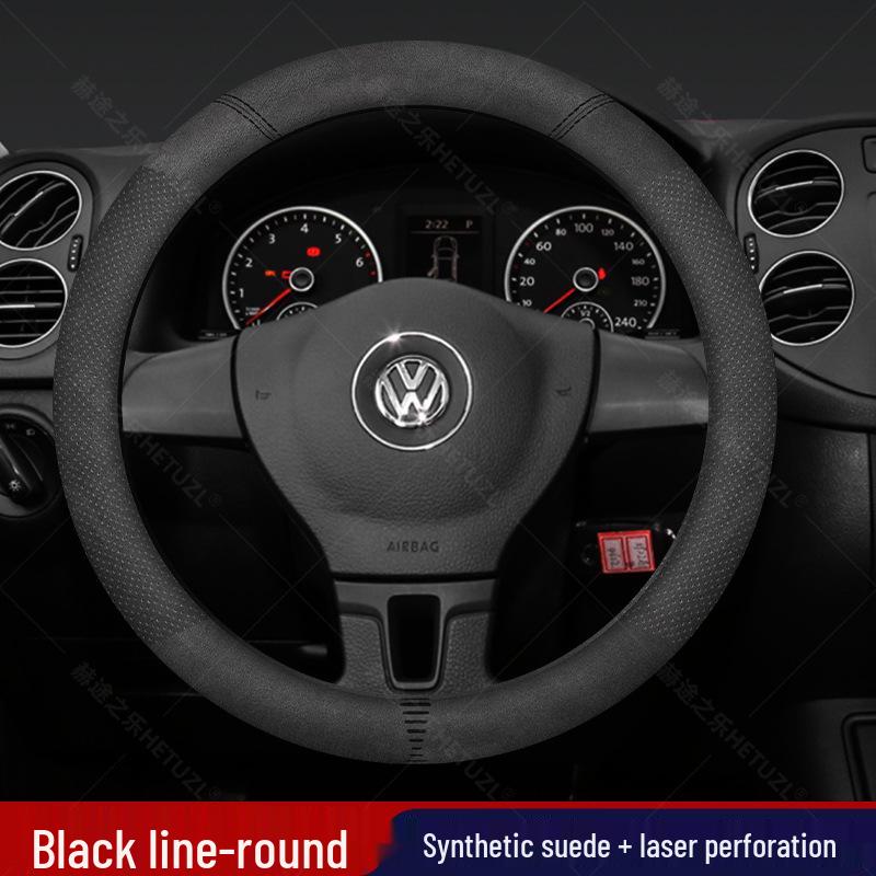 Breathable Non-Slip Genuine Leather Steering Wheel Cover for 04-25 VW Passat