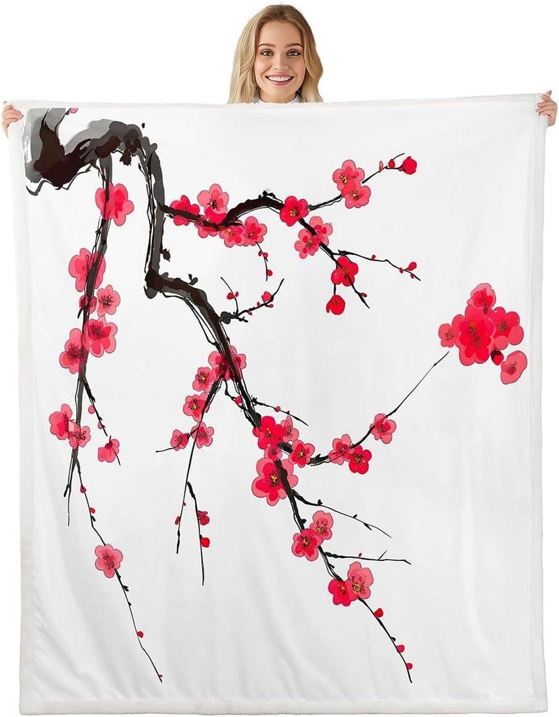 GUOYU Blanket Cat Anime Fleece Throw Blanket Queen Japanese Retro Funny Cat Sherpa Blanket Boys Girls Japanese Style Plush Blanket Japanese