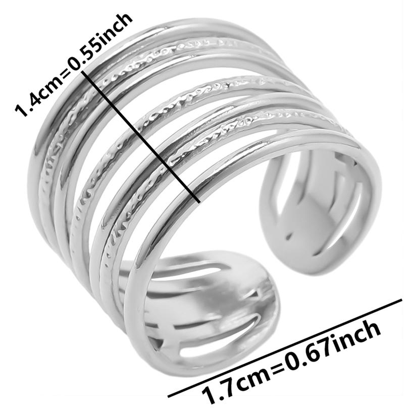 1 Stück Edelstahl Damen Persönlichkeit Texturiert Klobig Offene Ringe Vintage Hohl Gehämmert Unregelmäßig Lava Punk Herren Anillos Schmuck