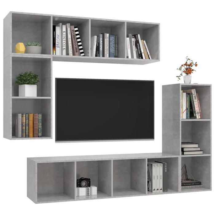 Maison Exclusive - Ensemble de meubles TV 4 pcs Gris béton Bois d'ingénierie