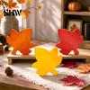 Herbstliche Tischdekorationen 3 Stück Herbst-Ahornblatt-Dekorationen, Holz-Ernte-Schreibtisch-Dekoration in Orange, Rot, Gelb für Esstisch, Regal, mehrstöckige Tabletts