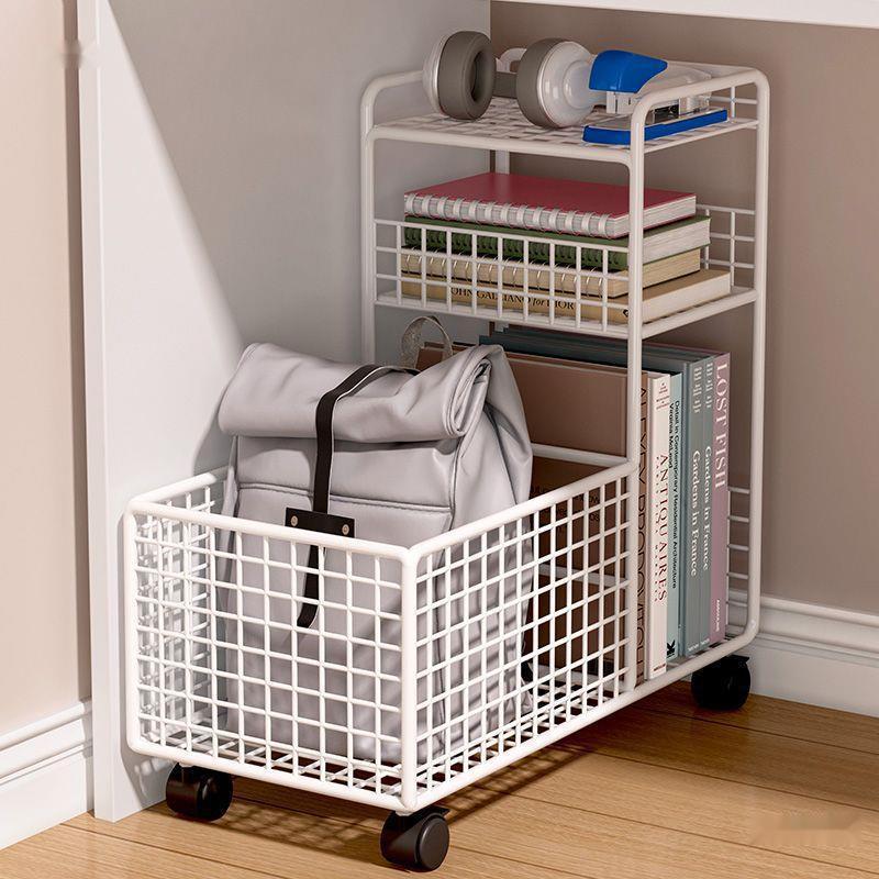 Mobilní úložný regál na batohy s kolečky - Kompaktní kancelářský vozík a organizér s košíky