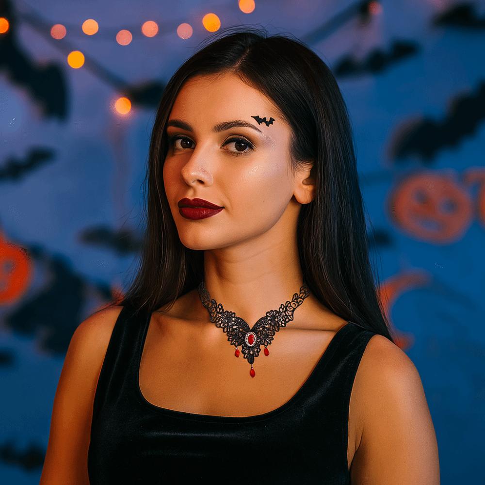 Pendant Lace Flower Necklace Tassel Halloween Clavicle Choker Cool Halloween Necklace  Party