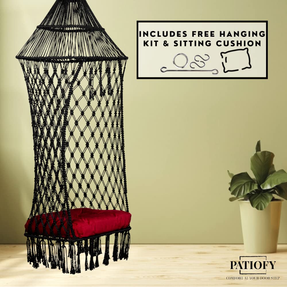 Polyester Comfort King závěsné houpací křeslo/Jhula pro dospělé/Houpačka na balkón/Zula pro domácí dospělé Balkon|200 kg nosnost/