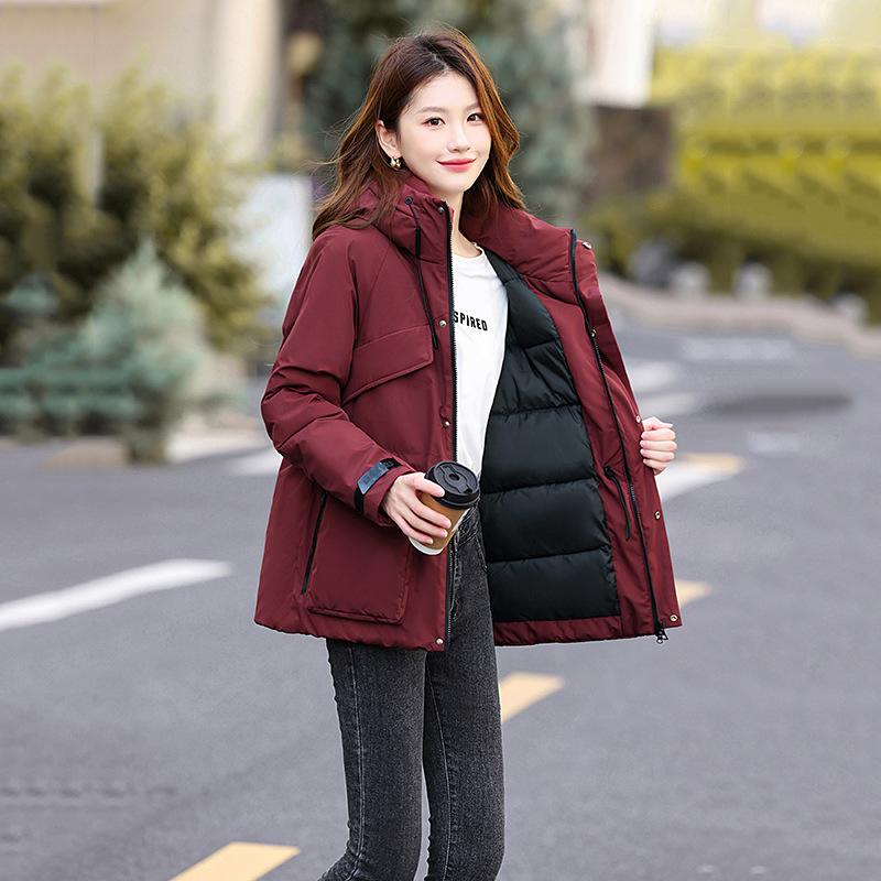 Cotton jacket padded clothes women's winter new slim-fitting waist hooded warm tooling padded jacket