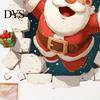 Seasonal Wall Art 3D Santa Claus Christmas Decals, Break Through Reindeer Decals Window Stickers, Removable Winter Holiday Decorations for Living Room