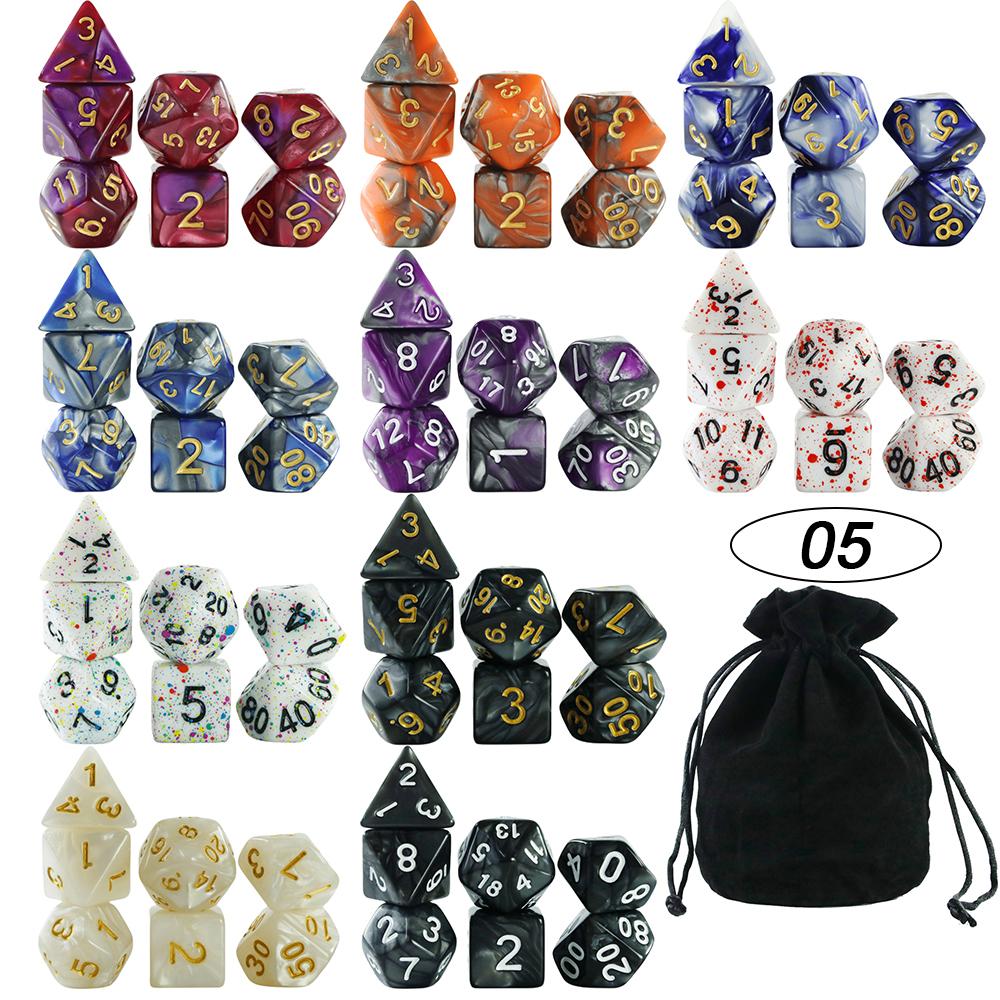 Dice Acrylic Dice Party Games High Class Acrylic Dice Amazing Mixed Colours 10 Set DND Game Dice With Bag For Role Playing Games