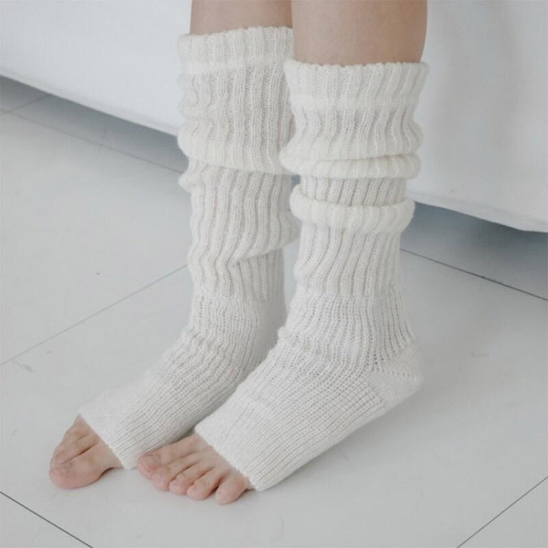 Women's Calf Socks with Open Toe for Fall and Winter