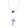Women Two Layer Cross Heart Full Rhinestones Pendant Necklace Chain Jewelry Gift