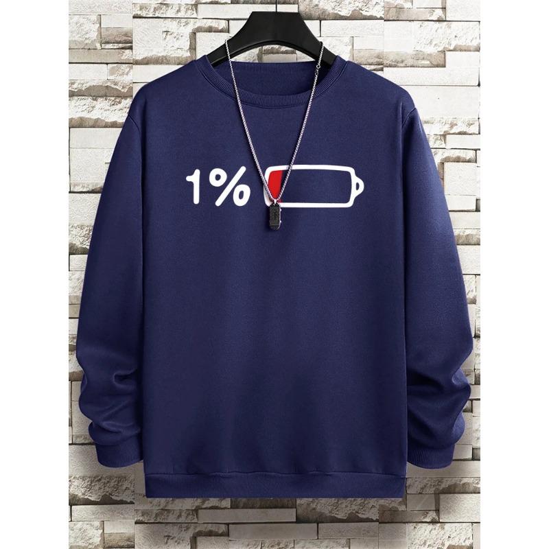 

Срочно для зарядки 1% Смешной принт Мужская одежда Pattern Свободная толстовка Oversize Длинные рукава Уличные свободные пуловеры и длинные рукава для мужчин 3XL темно-синий