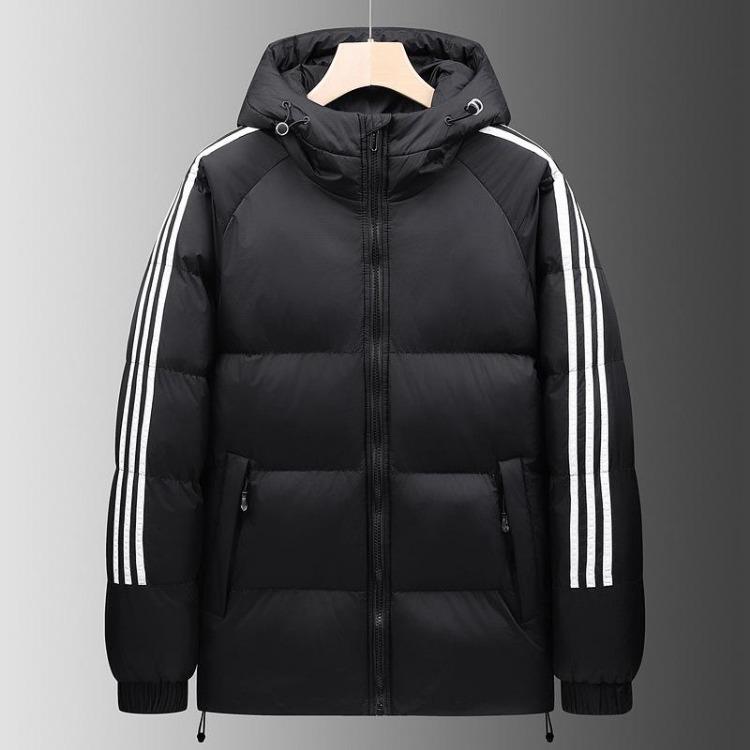 Winter Men Cotton Jacket Loose Short Hooded Couple Bread Jacket S чёрный