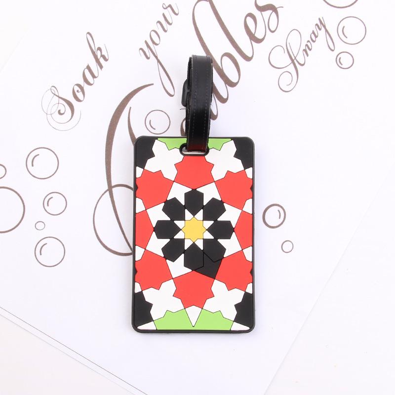 

Puzzle Striped Printed Luggage Tag PVC Soft Silicone Card Holder Cartoon Boarding Pass Aircraft Luggage Tags Suitcase Label