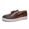 Men's British Style Leather Slip-On Loafers, Size 47 - Versatile Casual Sports Shoes