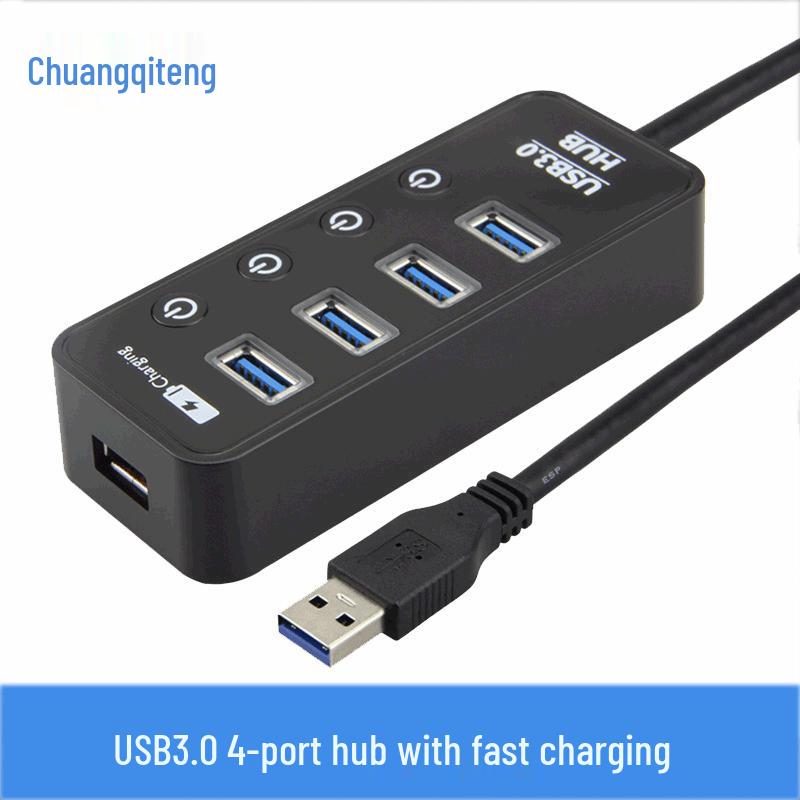 USB 3.0 Hub Expander: 4-Port Fast Charging Multi-Interface Splitter