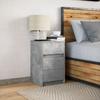Nightstand with LED Lights Concrete Grey Particleboard