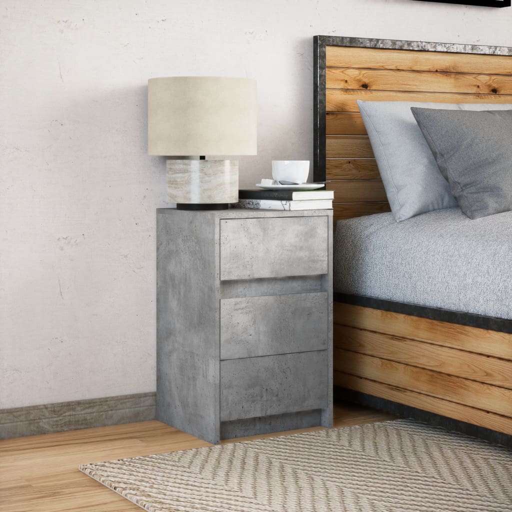 Nightstand with LED Lights Concrete Grey Particleboard