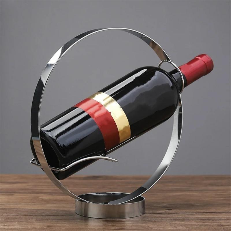 Nrodic Vintage Round Wine Holder Metal Grape Wine Display Rack Bar Chic Champagne Rack Desktop Decor Bar Accessories