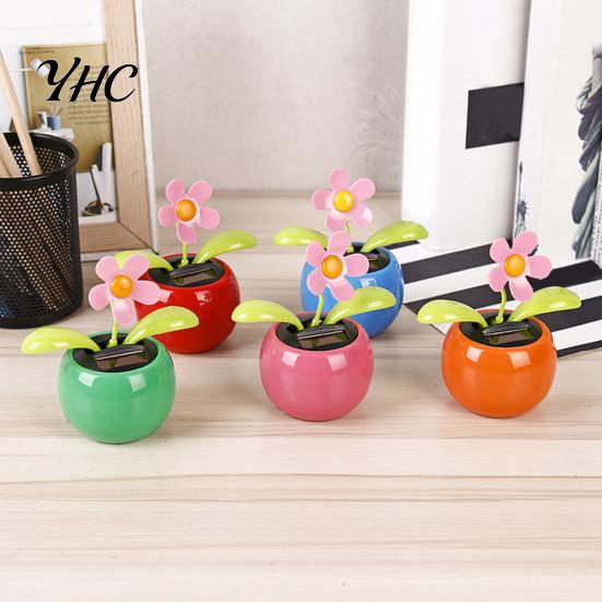 Car Dashboard Ornament Funny Solar Powered Cartoon Vibrant Ornamental Decoration Gifts Automobile Dancing Flower Swinging Toy for Friend