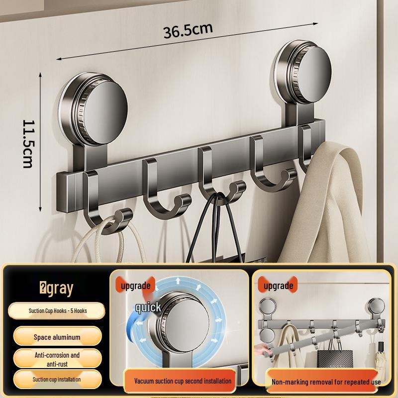 Strong Adhesive No-Drill Suction Cup Door Hook for Clothes and Storage