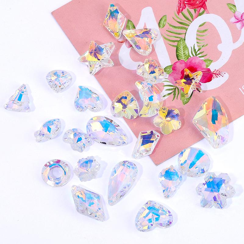 Perles Cristaux AB Pendentifs Charms Multi-formes Verre Perles Bijoux Pierres Précieuses pour Fournitures de Fabrication de Bijoux Boucles d'oreilles DIY