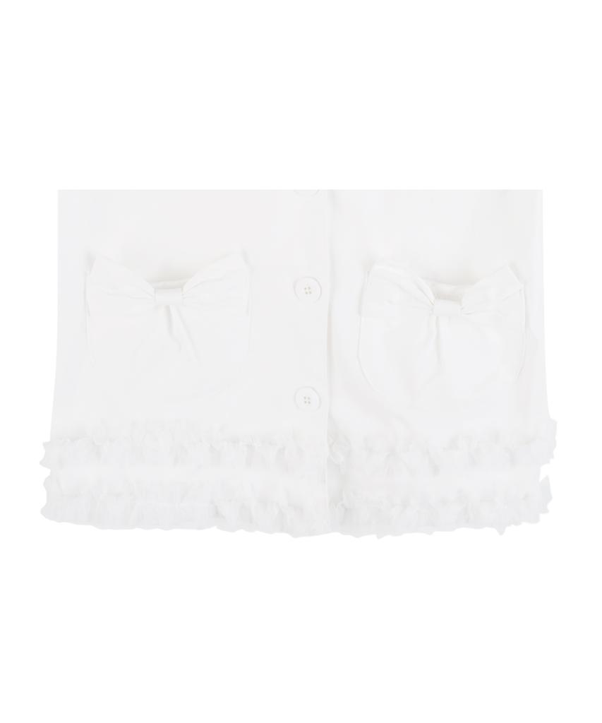 HIGH SCHOOL DISCO Round Collar Ribbon Pocket Blouse_White