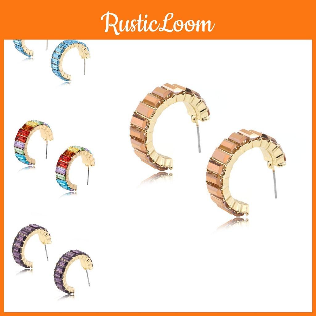 Glass Vibrant Gem Stud Earrings With Modern Geometric Shapes For Wear Daily