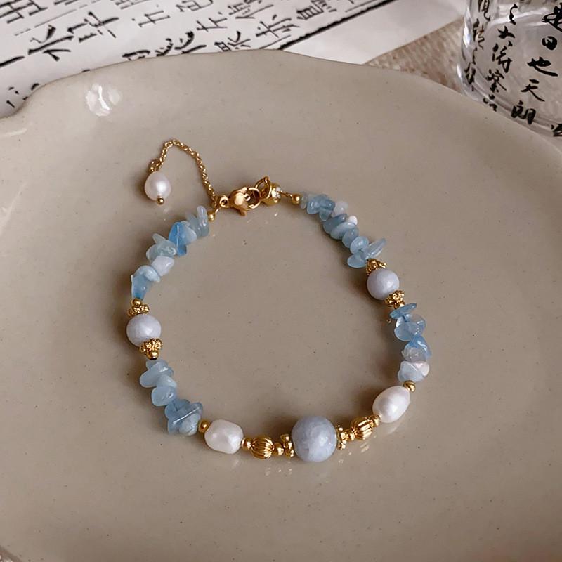 Новое китайское стилевое жемчужное топ-ожерелье цвета морской синевы с геометрическим дизайном для женщин Bracelet