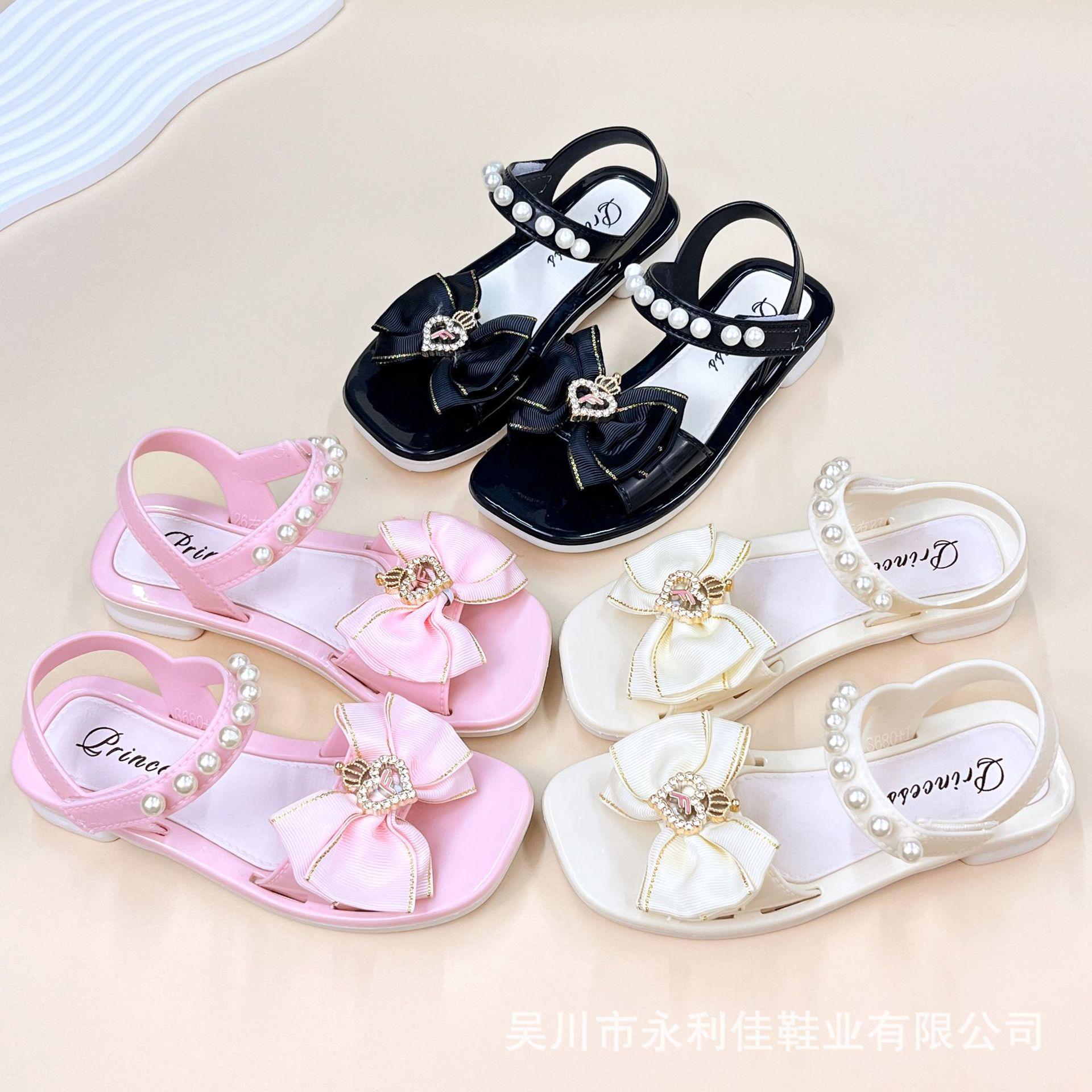 

New Summer Girls Sandals: Soft Sole, Bowknot, Velcro, Princess Style Sandals for Girls, Direct Supply 31-35Code（No free shipp