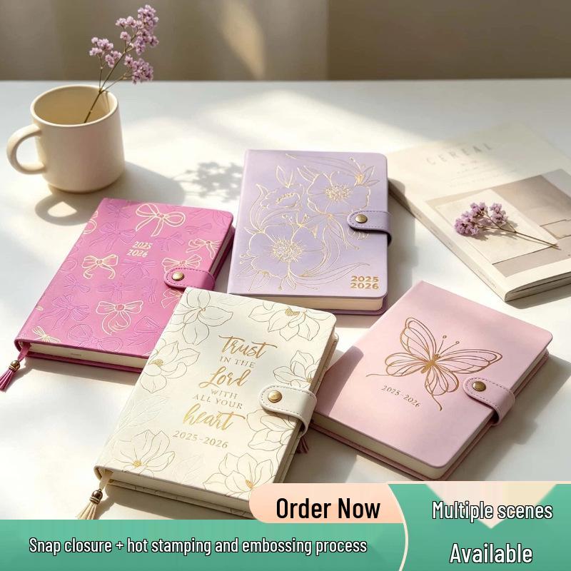 Elegant A5 PU Leather Notebook with Gold Embossing & Snap Closure - Premium Planner & Business Gift