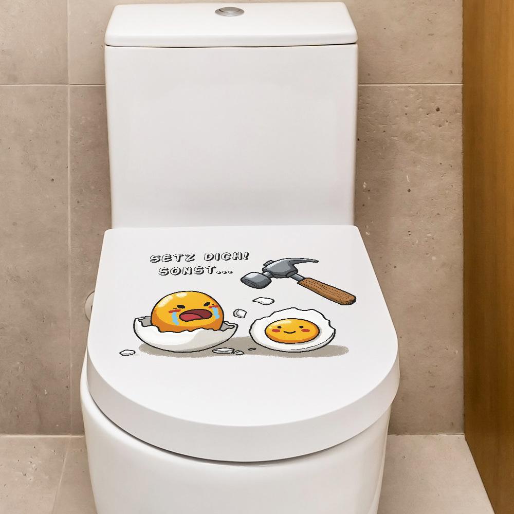 Cartoon Zerdrückte Eier und Englische Phrase Toilettenschüssel Dekorationsaufkleber
